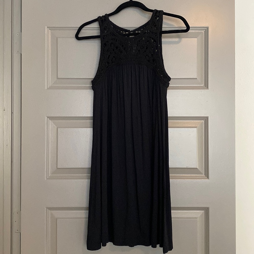 LOFT black knit and lace dress